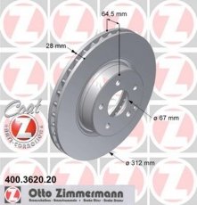 Купить 400.3620.20 Zimmermann Тормозные диски CL-Class (CLS 320 CDI, CLS 350 CDI)