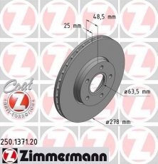 Купить 250.1371.20 Zimmermann Тормозные диски Focus 3 (1.0 EcoBoost, 1.6 TDCi)