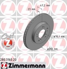 Купить 280.3160.20 Zimmermann Тормозные диски Legend (3.2 i 24V, 3.5 i 24V)