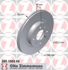 Купить 285.3505.00 Zimmermann Тормозные диски Getz (1.1, 1.3, 1.4, 1.5, 1.6)