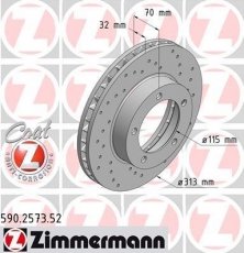 Купить 590.2573.52 Zimmermann Тормозные диски Ленд Крузер 100 (4.2 TD, 4.7)