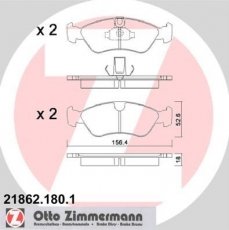 Купить 21862.180.1 Zimmermann Тормозные колодки передние Эсперо (1.5 16V, 1.8, 2.0) подготовлено для датчика износа колодок