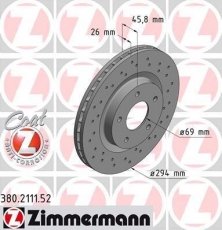 Купити 380.2111.52 Zimmermann Гальмівні диски Міцубісі АСХ (1.6, 1.8, 2.0, 2.3)