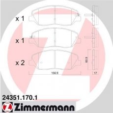 Купить 24351.170.1 Zimmermann Тормозные колодки передние Sorento (2.0, 2.2, 2.4) с звуковым предупреждением износа