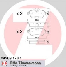 Купити 24289.170.1 Zimmermann Гальмівні колодки задні Cooper (1.4, 1.6, 2.0) подготовлено для датчика износа колодок