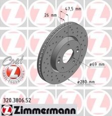 Купить 320.3806.52 Zimmermann Тормозные диски Carens (1.6, 1.7, 2.0)