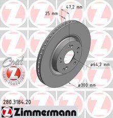 Купить 280.3184.20 Zimmermann Тормозные диски Цивик 2.0 i-VTEC Type R