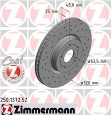 Купить 250.1372.52 Zimmermann Тормозные диски Транзит Коннект (1.0, 1.5, 1.6)