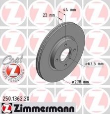 Купить 250.1362.20 Zimmermann Тормозные диски Fiesta 6 (1.0, 1.5, 1.6)