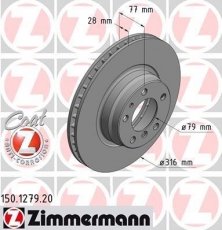Купить 150.1279.20 Zimmermann Тормозные диски BMW E38 (2.5, 2.8, 2.9, 3.0, 3.5)