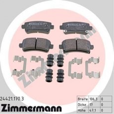 Купить 24421.170.3 Zimmermann Тормозные колодки задние Insignia (1.4, 1.6, 1.8, 2.0, 2.8) с звуковым предупреждением износа