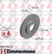 Купить 600.1594.20 Zimmermann Тормозные диски Scirocco (1.6, 1.8)