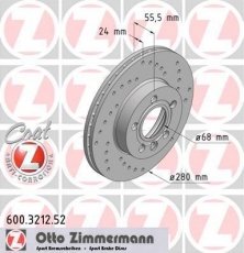 Купить 600.3212.52 Zimmermann Тормозные диски Транспортер Т4 (1.9, 2.0, 2.4, 2.5, 2.8)