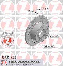 Купити 100.1217.52 Zimmermann Гальмівні диски Суперб (1.8, 1.9, 2.0, 2.5, 2.8)