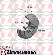 Купить 250.1770.00 Zimmermann Тормозной барабан Fusion (1.2, 1.4, 1.6)