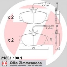 Купить 21801.190.1 Zimmermann Тормозные колодки передние Scudo (1.6, 1.9, 2.0) с датчиком износа