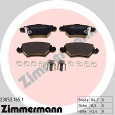 Купить 23052.165.1 Zimmermann Тормозные колодки задние Зафира А (1.6, 1.8, 2.0) с звуковым предупреждением износа
