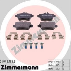 Купить 24848.185.2 Zimmermann Тормозные колодки задние CL-Class CLA (1.5, 1.6, 1.8, 2.0, 2.1) подготовлено для датчика износа колодок