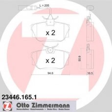 Купить 23446.165.1 Zimmermann Тормозные колодки задние Transporter T4 (1.9, 2.0, 2.4, 2.5, 2.8) с датчиком износа