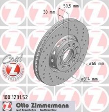 Купить 100.1231.52 Zimmermann Тормозные диски Audi 100 (S4 Turbo quattro, S4 V8 quattro)