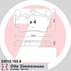 Тормозная колодка 24010.165.9 Zimmermann – подготовлено для датчика износа колодок фото 1