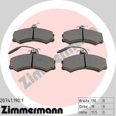 Купить 20741.190.1 Zimmermann Тормозные колодки передние Дукато (280, 290) (1.8, 1.9, 2.0, 2.4, 2.5) с датчиком износа