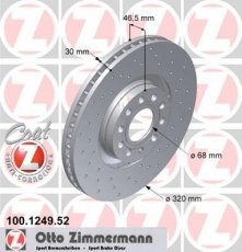 Тормозной диск 100.1249.52 Zimmermann фото 1