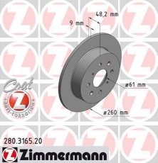 Купити 280.3165.20 Zimmermann Гальмівні диски Civic (1.3, 1.6, 1.7)