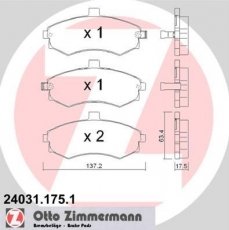 Купить 24031.175.1 Zimmermann Тормозные колодки передние Церато (1.5 CRDi, 1.6) с звуковым предупреждением износа
