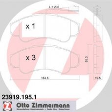 Купить 23919.195.1 Zimmermann Тормозные колодки передние Jumper (1.9, 2.0, 2.2, 2.4, 2.8) с датчиком износа