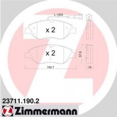 Гальмівна колодка 23711.190.2 Zimmermann – з датчиком зносу фото 1