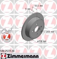 Купить 590.2577.20 Zimmermann Тормозные диски Corolla (120, 140, 150) (1.4, 1.6, 1.8, 2.0)