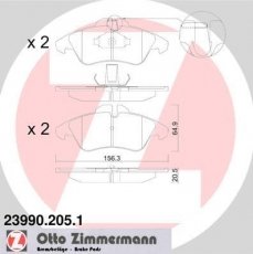 Тормозная колодка 23990.205.1 Zimmermann – подготовлено для датчика износа колодок фото 1