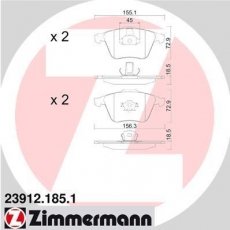 Купить 23912.185.1 Zimmermann Тормозные колодки передние Мазда 3 (БК, БЛ) 2.3 MPS Turbo 