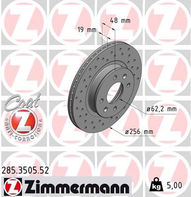 Тормозной диск 285.3505.52 Zimmermann фото 1