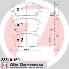 Купить 23510.160.1 Zimmermann Тормозные колодки передние Ярис (1.0, 1.3, 1.4, 1.5) с звуковым предупреждением износа