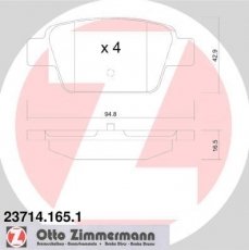 Купить 23714.165.1 Zimmermann Тормозные колодки задние Linea (1.3 D Multijet, 1.4) 