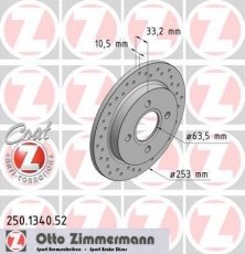 Купить 250.1340.52 Zimmermann Тормозные диски Сиерра (1, 2)