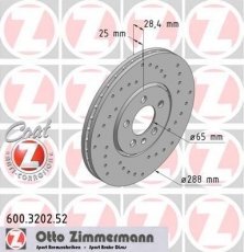 Купити 600.3202.52 Zimmermann Гальмівні диски Гольф 3 (1.9, 2.0, 2.8, 2.9)