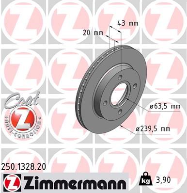 Тормозной диск 250.1328.20 Zimmermann фото 1