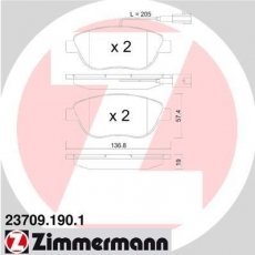 Тормозная колодка 23709.190.1 Zimmermann – с датчиком износа фото 1