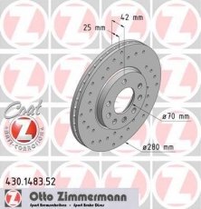 Купити 430.1483.52 Zimmermann Гальмівні диски Zafira (A, B) (1.6, 1.7, 1.8, 2.0, 2.2)