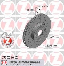 Купить 590.2576.52 Zimmermann Тормозные диски Corolla (110, 120, 140, 150) (1.4, 1.6, 1.8, 1.9, 2.0)