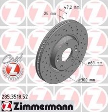 Купить 285.3518.52 Zimmermann Тормозные диски Optima (1.7, 2.0, 2.4)