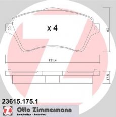 Купити 23615.175.1 Zimmermann Гальмівні колодки передні Freelander (1.8, 2.0, 2.5) 