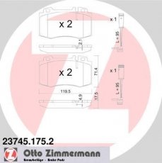 Купити 23745.175.2 Zimmermann Гальмівні колодки передні CL-Class (3.0, 3.5, 5.0, 5.4, 5.5) з датчиком зносу