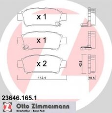 Купити 23646.165.1 Zimmermann Гальмівні колодки задні Avensis (2.0 D-4D, 2.0 VVT-i) с звуковым предупреждением износа