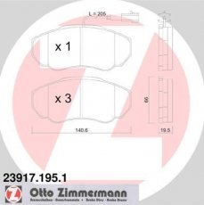 Купить 23917.195.1 Zimmermann Тормозные колодки передние Jumper (1.9, 2.0, 2.2, 2.4, 2.8) с датчиком износа