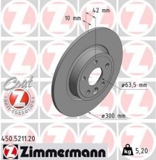 Купить 450.5211.20 Zimmermann Тормозные диски Discovery (2.0, 2.2)