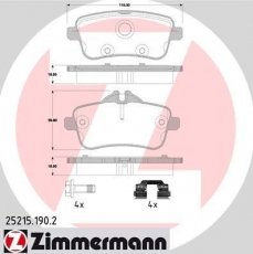 Тормозная колодка 25215.190.2 Zimmermann – подготовлено для датчика износа колодок фото 1